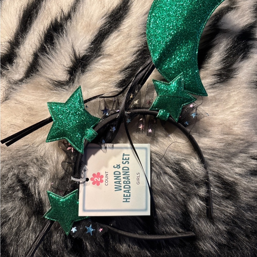 Green Star and Moon Headband Set